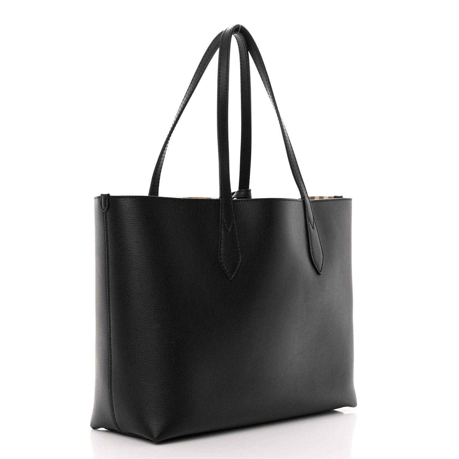 Burberry Grainy Calfskin Haymarket Check Medium Reversible Tote Black 3 of 22