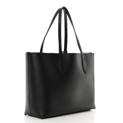 Burberry Grainy Calfskin Haymarket Check Medium Reversible Tote Black 3 of 22