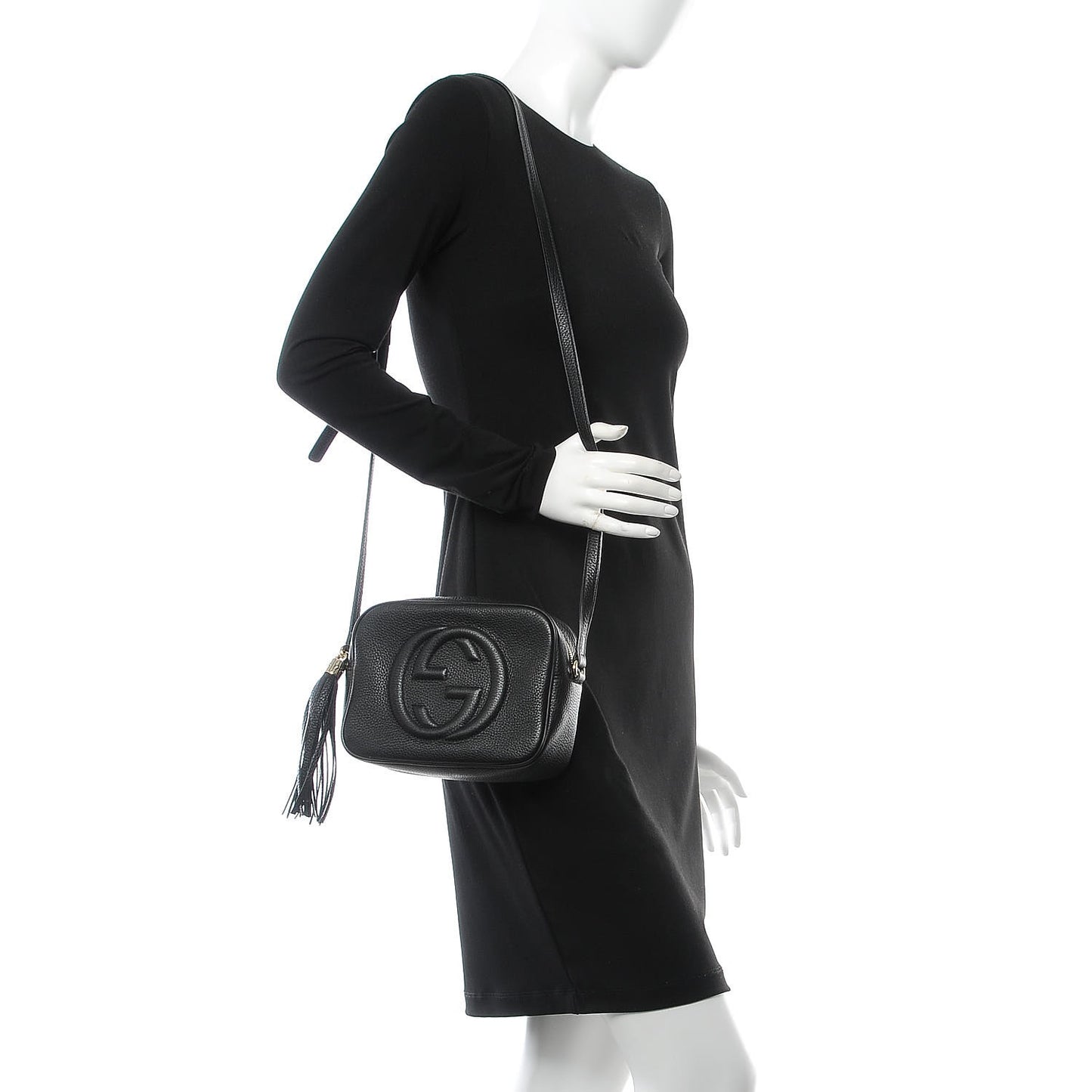 Pebbled Calfskin Small Soho Disco Bag Black
