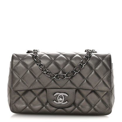 Chanel Metallic Lambskin Quilted Mini Rectangular Flap Ruthenium 1 of 13