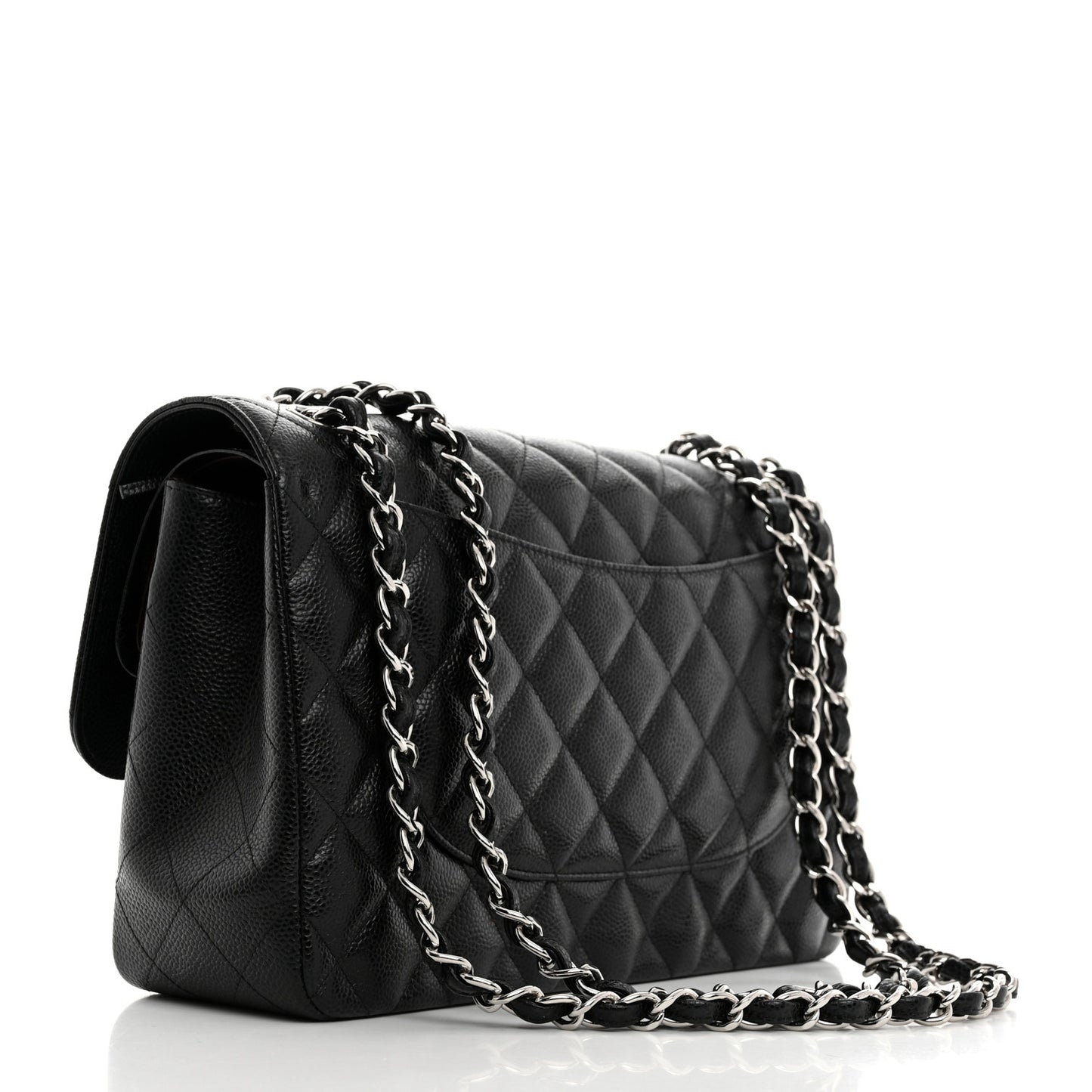 Caviar Quilted Jumbo Double Flap Black