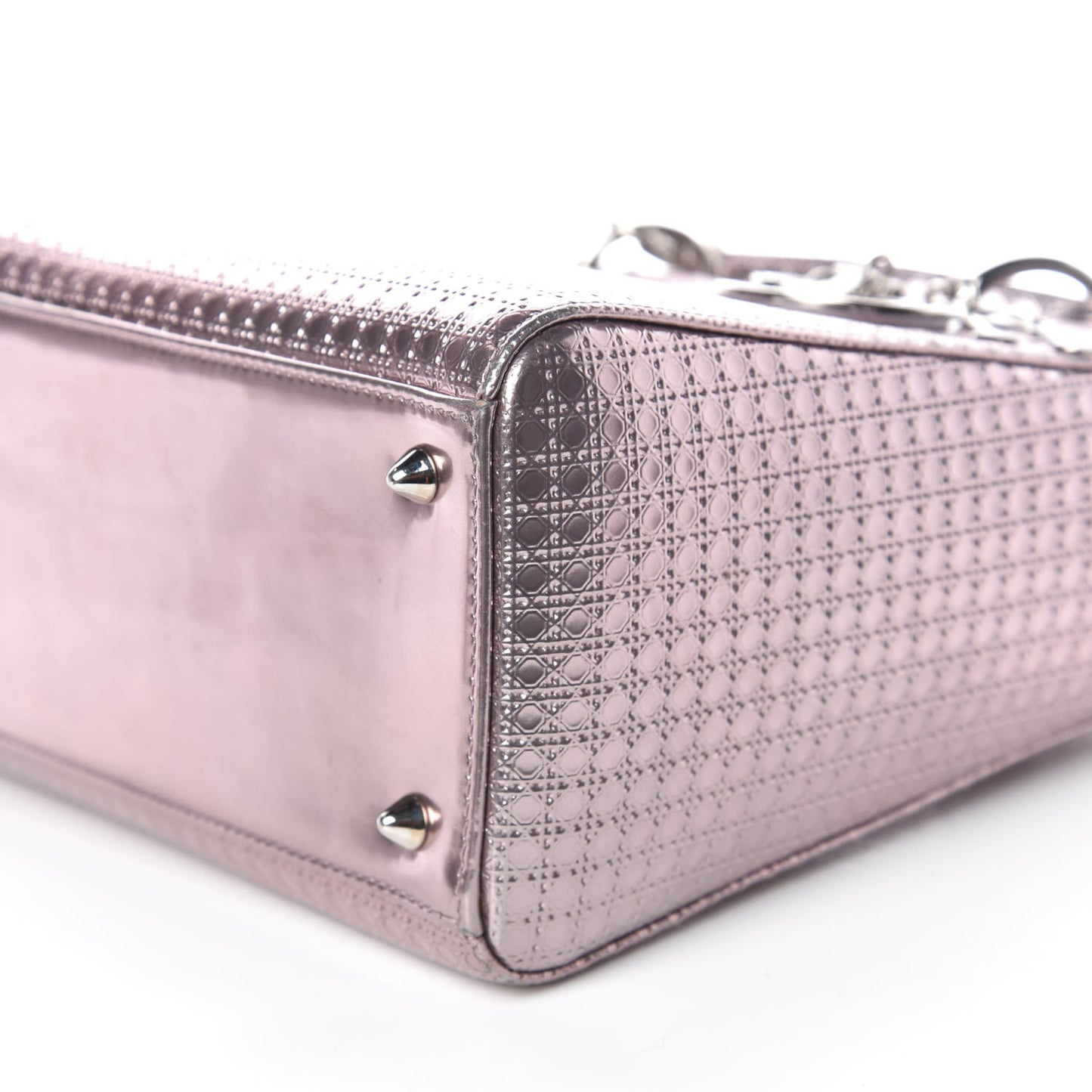 Metallic Patent Micro-Cannage Medium Lady Dior Pink