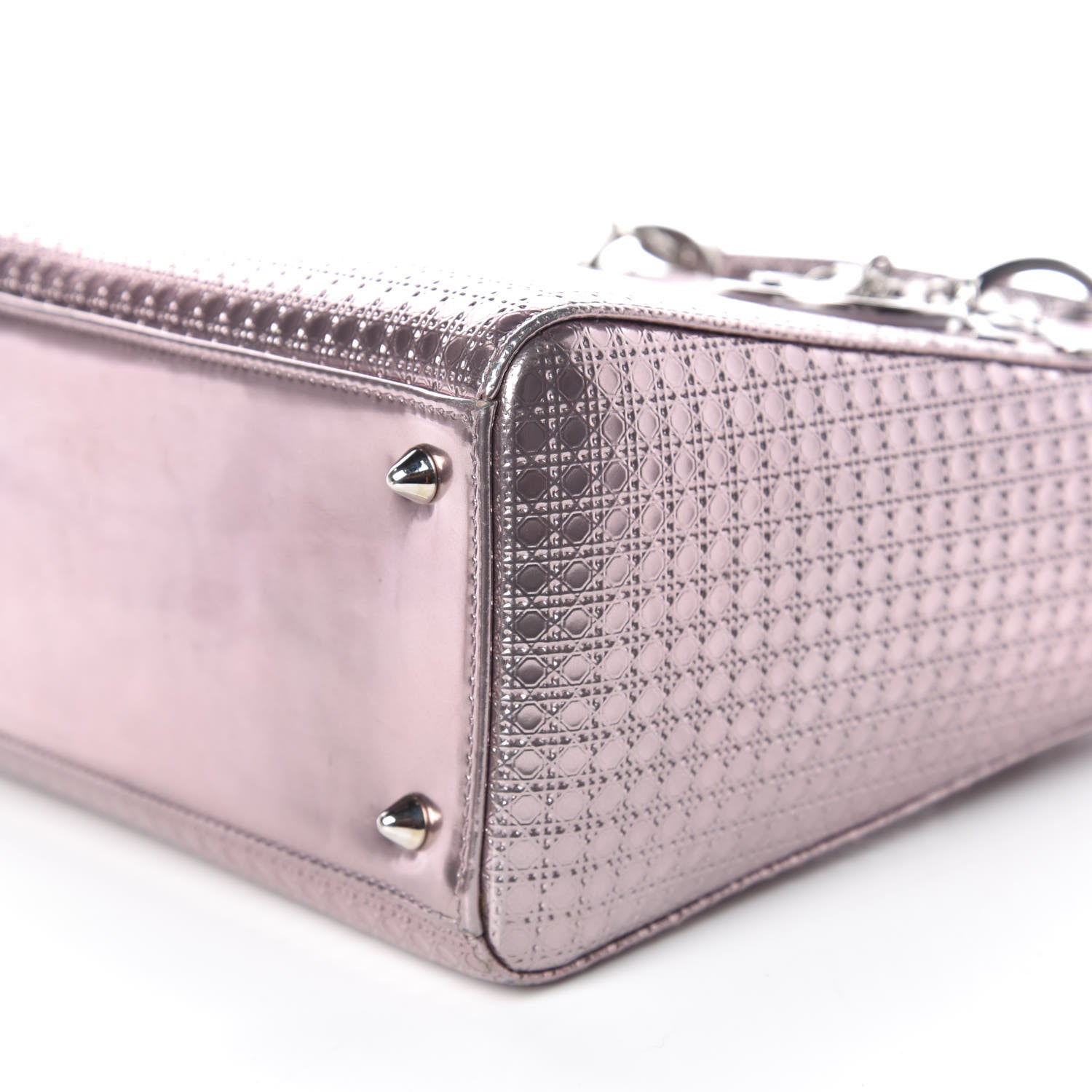 Christian Dior Metallic Patent Micro-Cannage Medium Lady Dior Pink 7 of 17