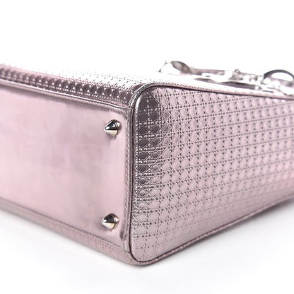 Christian Dior Metallic Patent Micro-Cannage Medium Lady Dior Pink 7 of 17