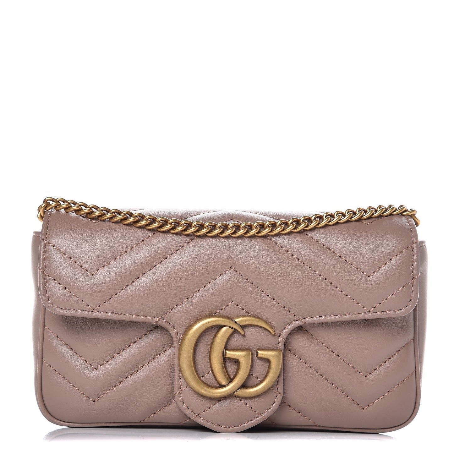 Calfskin Matelasse Super Mini GG Marmont Shoulder Bag Porcelain Rose