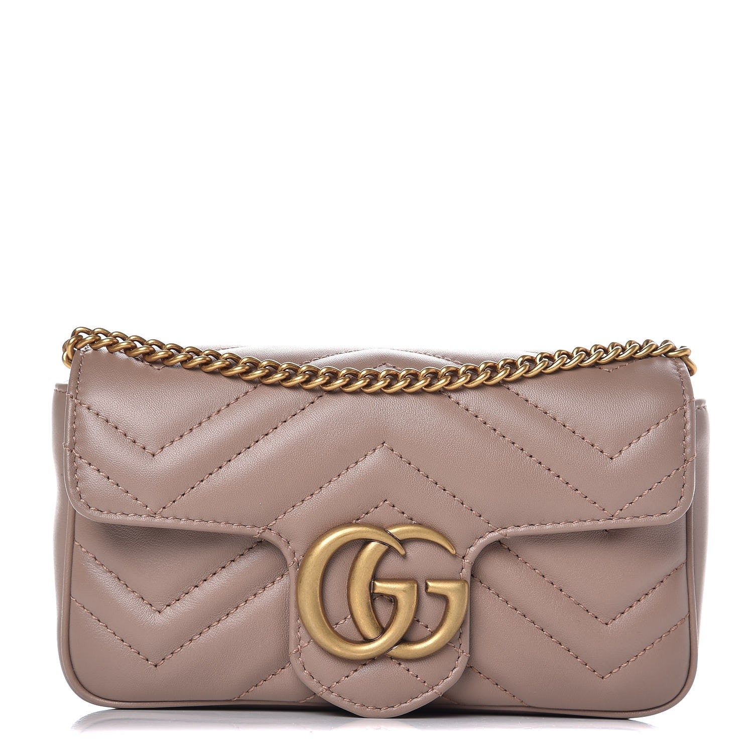 Gucci Calfskin Matelasse Super Mini GG Marmont Shoulder Bag Porcelain Rose 1 of 9