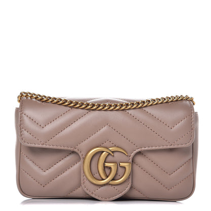 Gucci Calfskin Matelasse Super Mini GG Marmont Shoulder Bag Porcelain Rose 1 of 9
