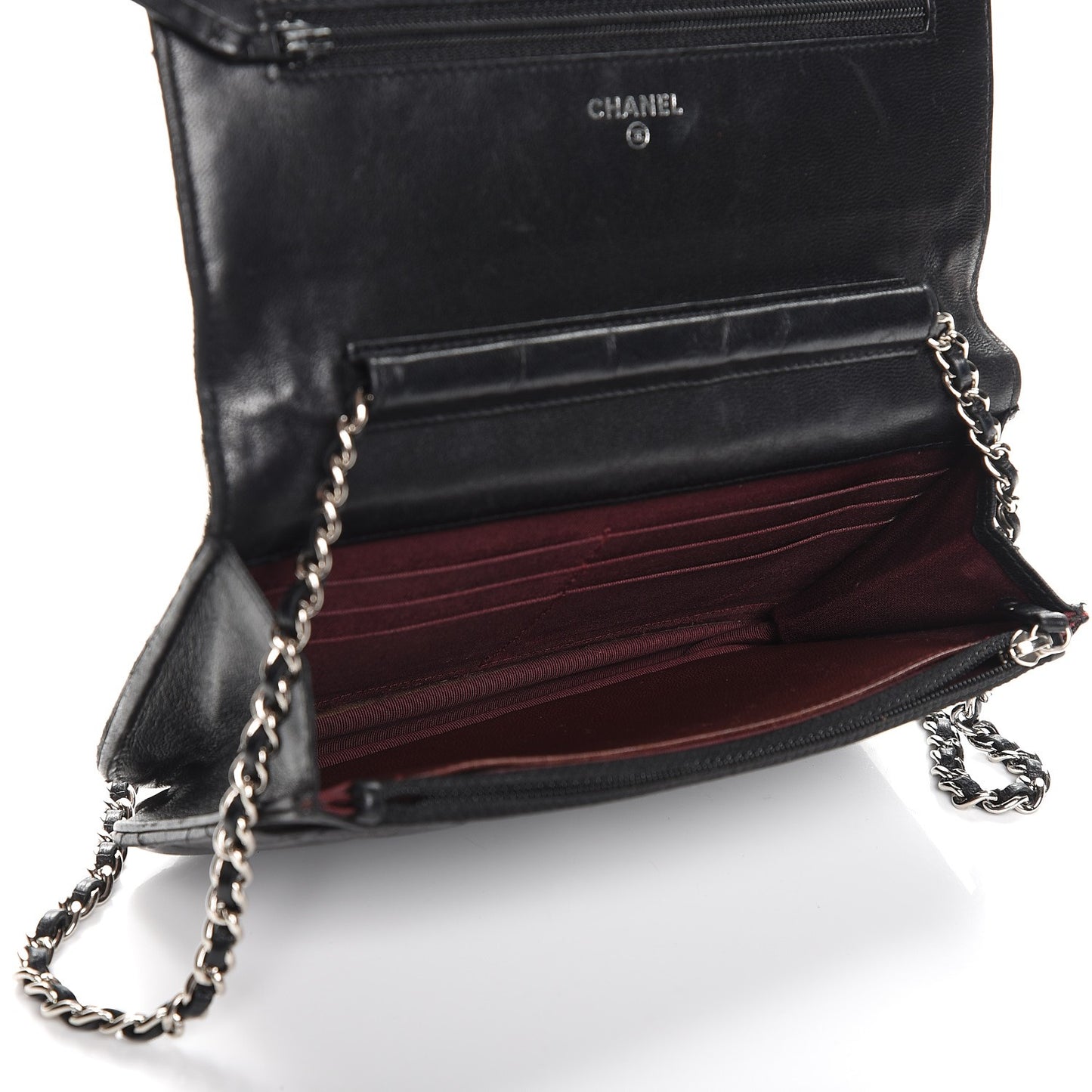 Lambskin Quilted Wallet On Chain WOC Black