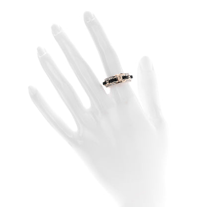 Chanel Metal Crystal Lambskin CC Ring 50 Gold Black 8 of 9