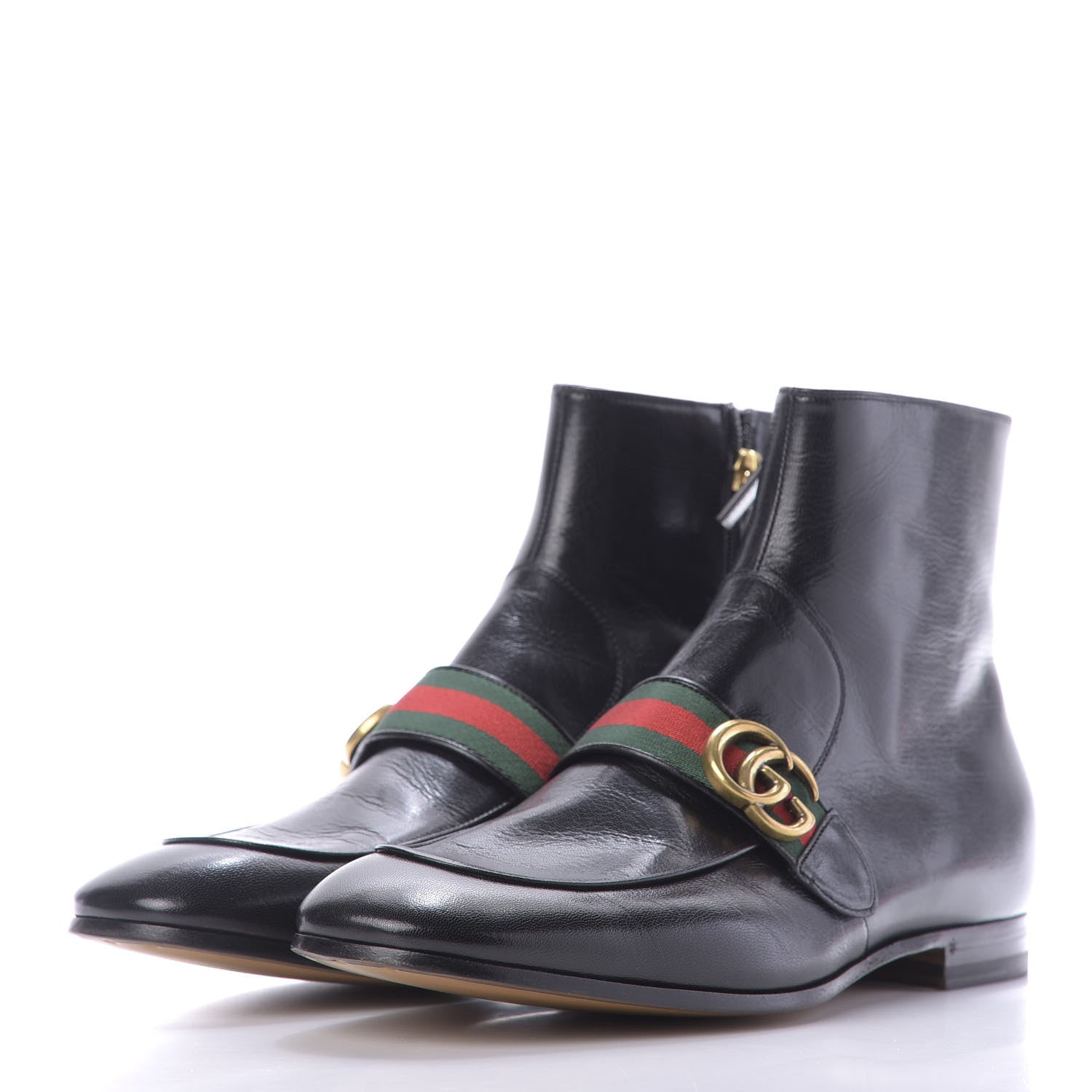Gucci Goatskin Web Mens GG Ankle Boots 9.5 Black 3 of 12