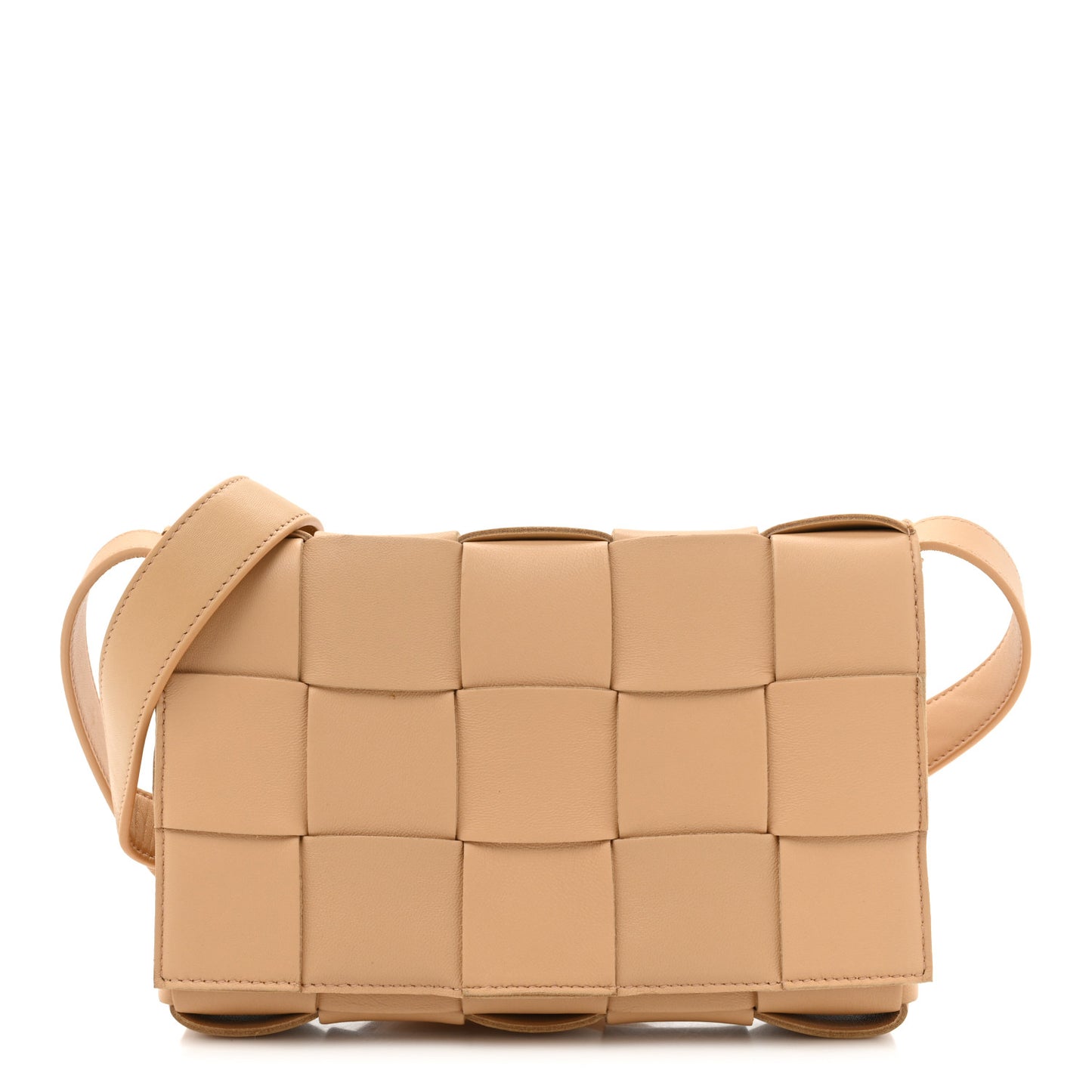 Lambskin Maxi Intrecciato Cassette Crossbody Bag Almond