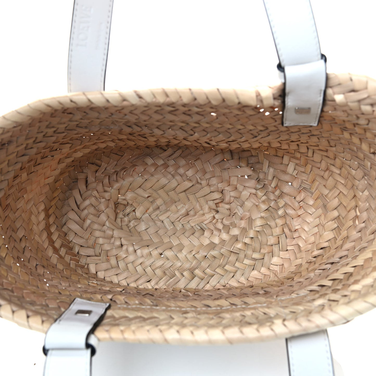 Raffia Small Basket Tote Bag Natural White