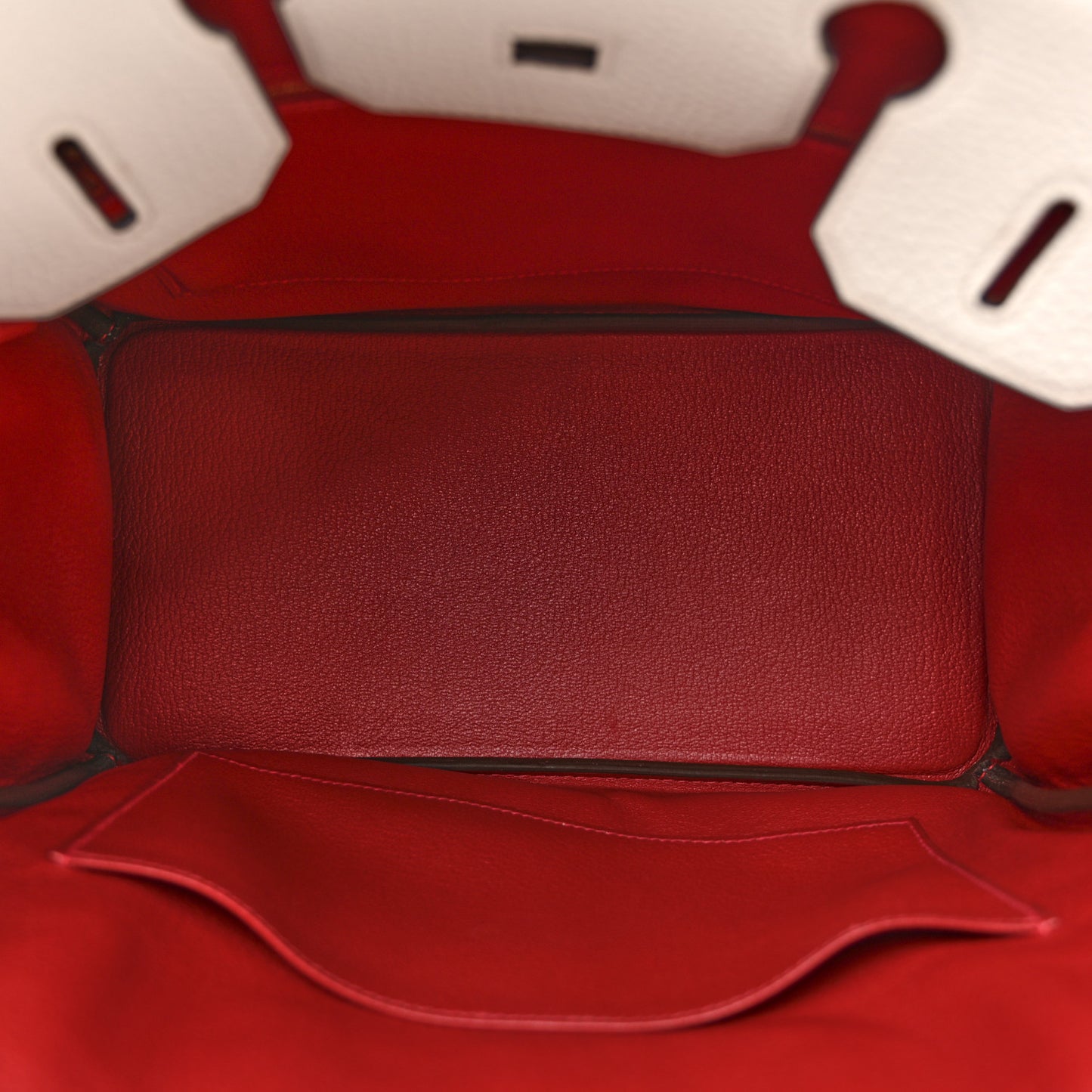 Taurillon Clemence Horseshoe Birkin 30 White Rouge Casaque