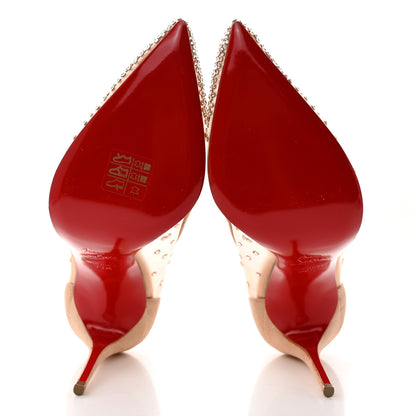 Christian Louboutin Suede Silk Crystal Strass Follies 100 Pumps 39.5 Light Silk 5 of 7