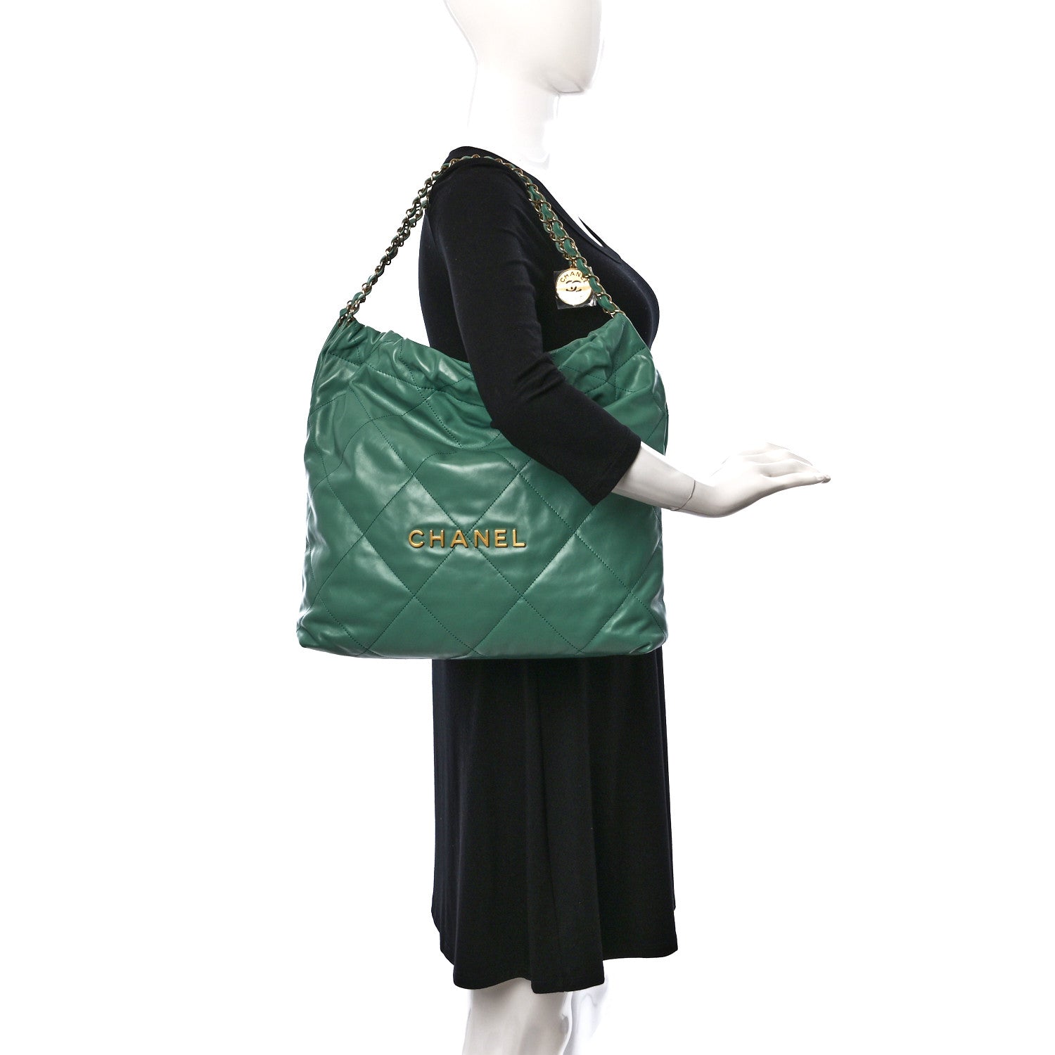 Chanel Shiny Calfskin Quilted Chanel 22 Green 3 of 10