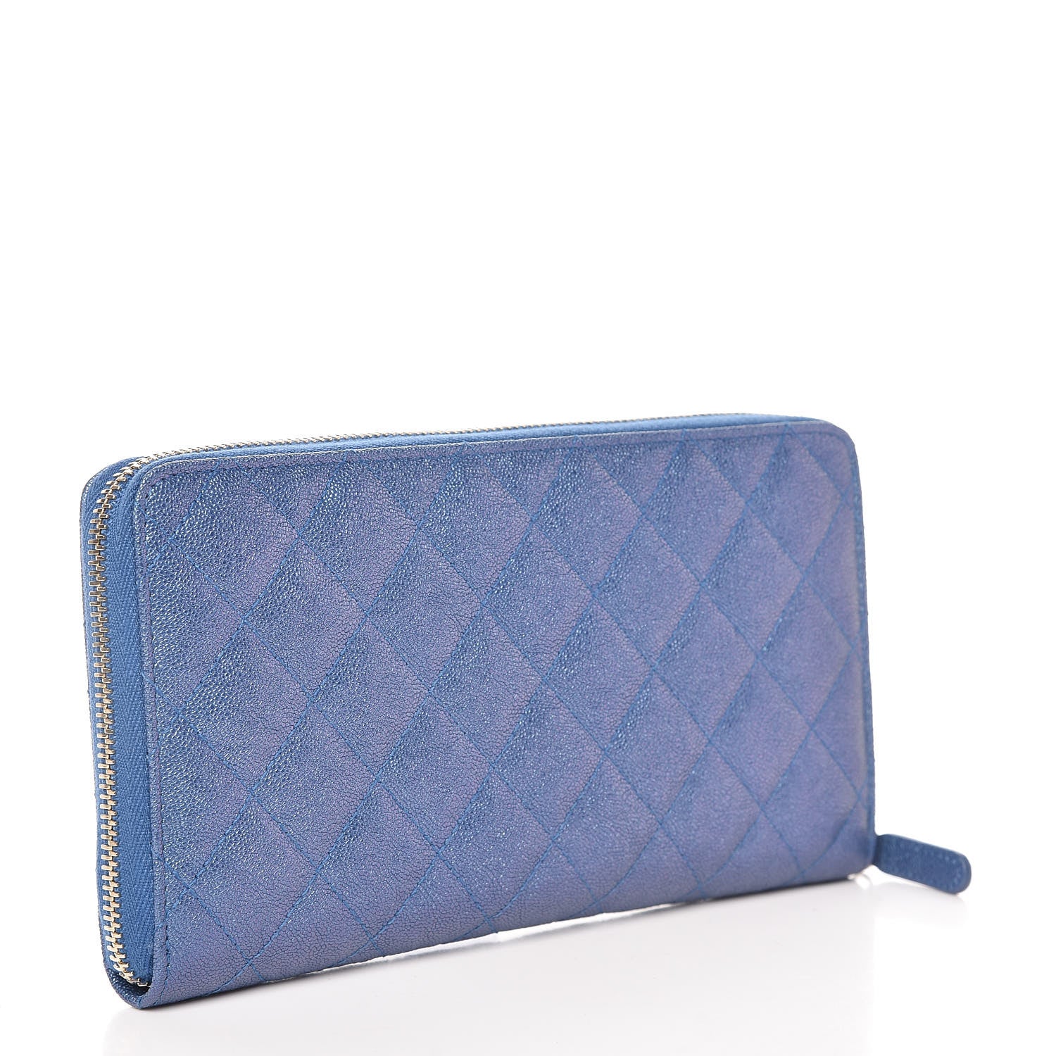 Chanel Iridescent Caviar Quilted Large Zip Around Organizer Wallet Blue 3 of 11