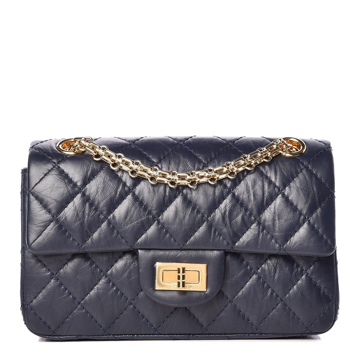 Aged Calfskin Quilted 2.55 Reissue Mini Flap Navy