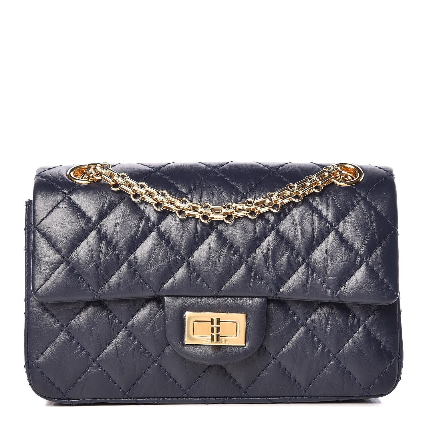 Chanel Aged Calfskin Quilted 2.55 Reissue Mini Flap Navy 1 of 9