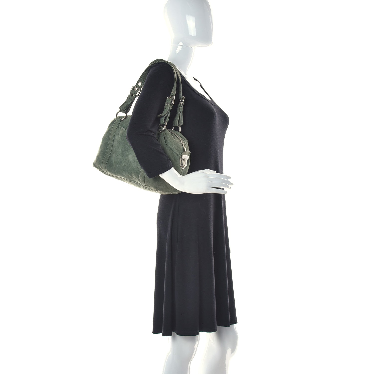 Prada Scamosciato Shoulder Bag Agave 2 of 14