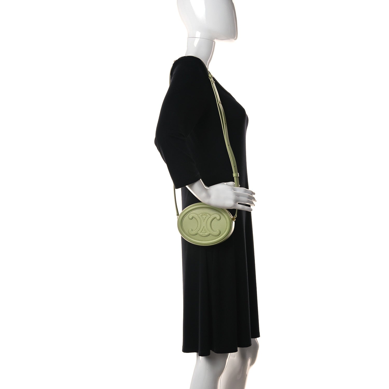 Celine Smooth Calfskin Cuir Small Triomphe Oval Purse Crossbody Light Jade 2 of 11