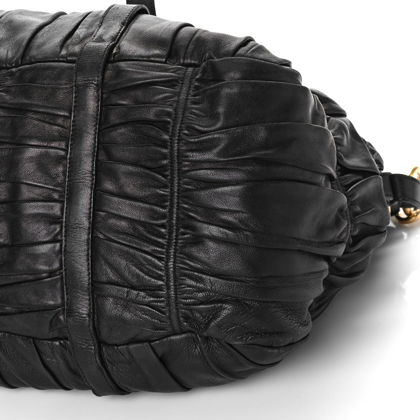 Nappa Gaufre Buckle Shoulder Bag Black