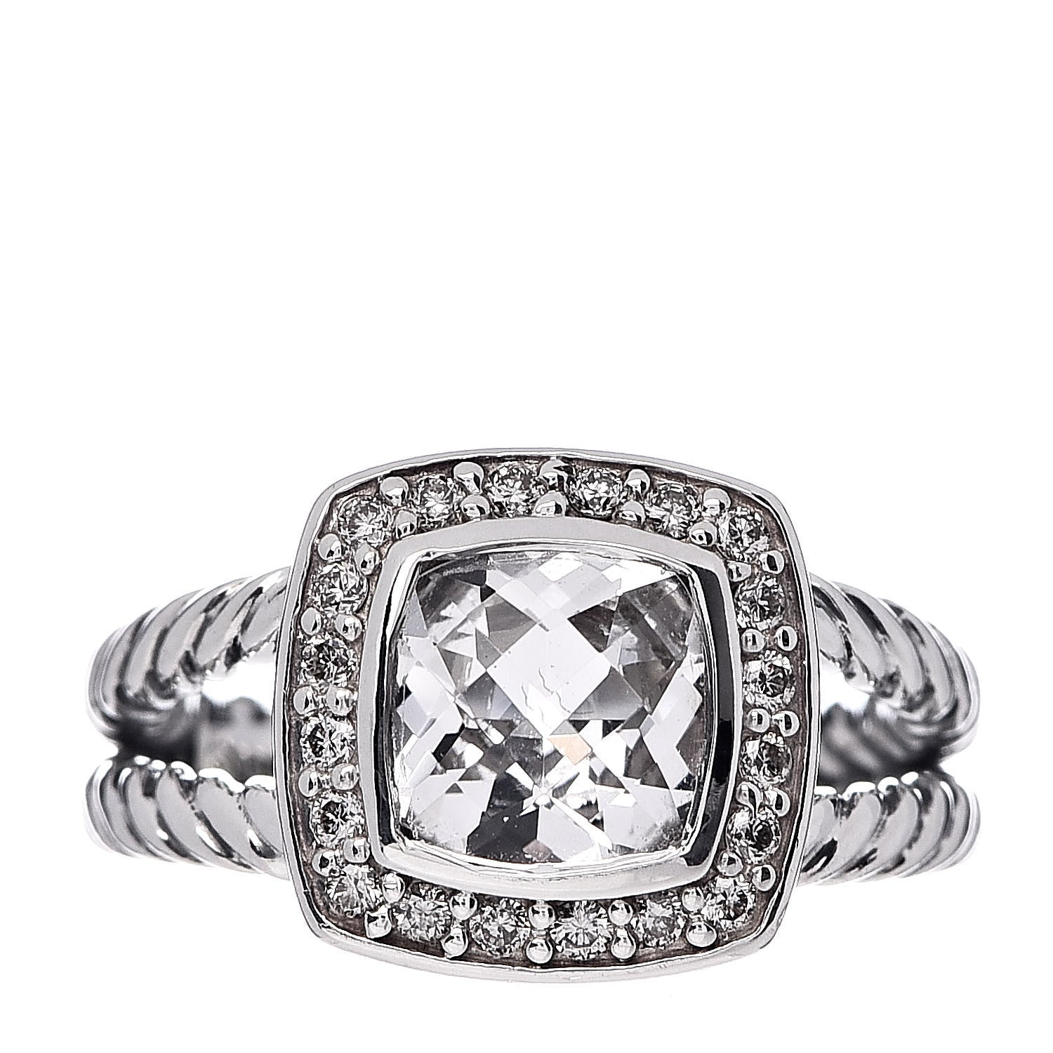 David Yurman Sterling Silver Diamond White Topaz 7mm Petite Albion Ring 49 5 1 of 5