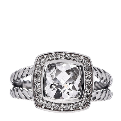 David Yurman Sterling Silver Diamond White Topaz 7mm Petite Albion Ring 49 5 1 of 5