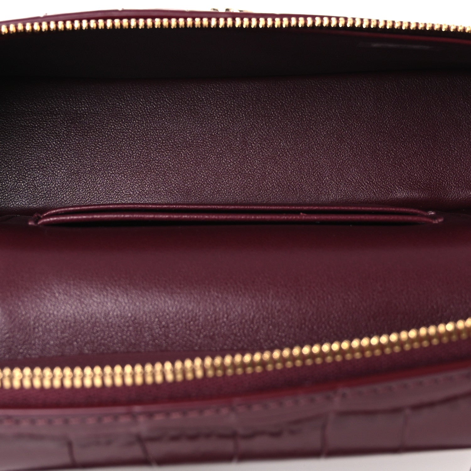 Chanel Calfskin Crocodile Embossed Top Handle Vanity Case With Chain  Burgundy 5 of 12