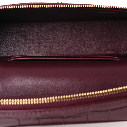 Chanel Calfskin Crocodile Embossed Top Handle Vanity Case With Chain  Burgundy 5 of 12