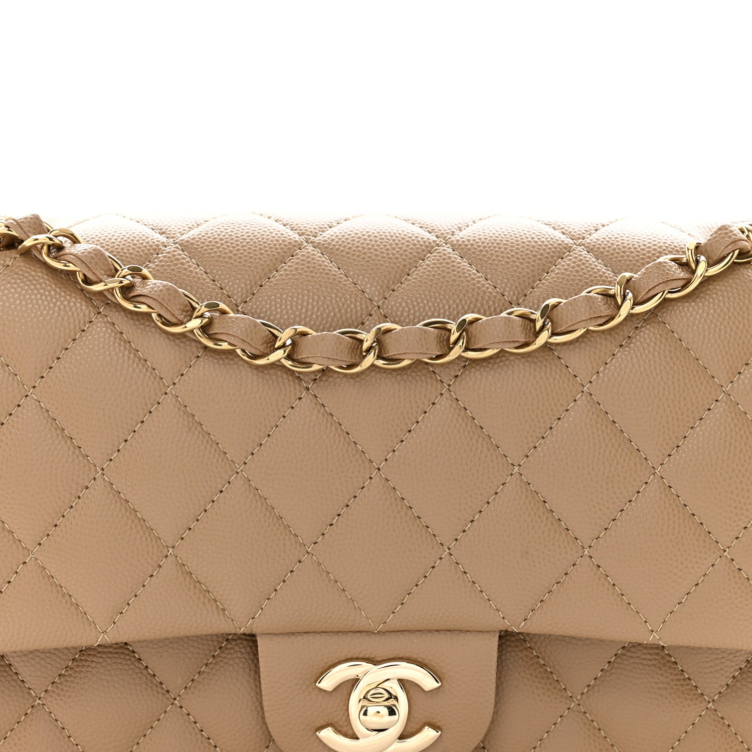 Chanel Caviar Quilted Medium Double Flap Dark Beige 8 of 10