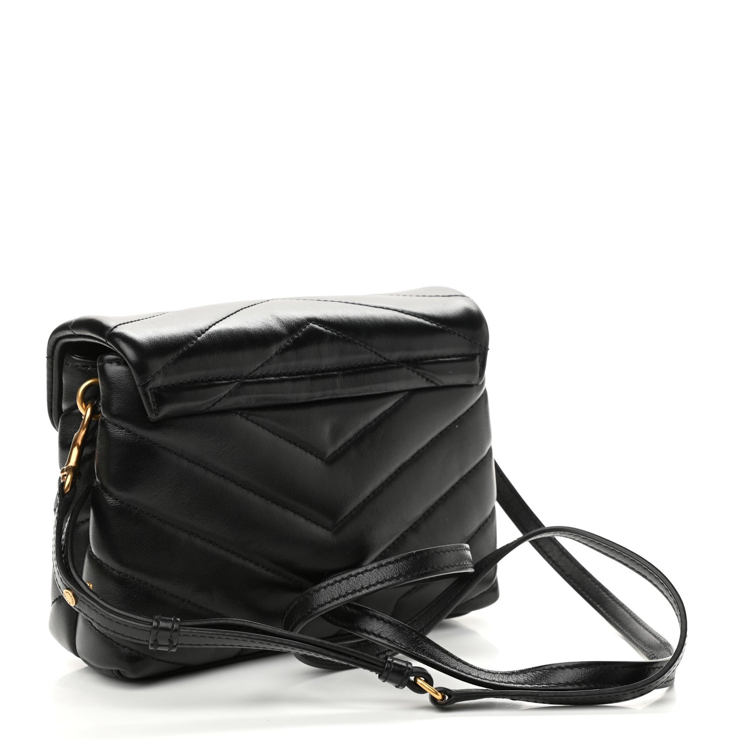 Calfskin Y Quilted Monogram Toy Loulou Crossbody Bag Black