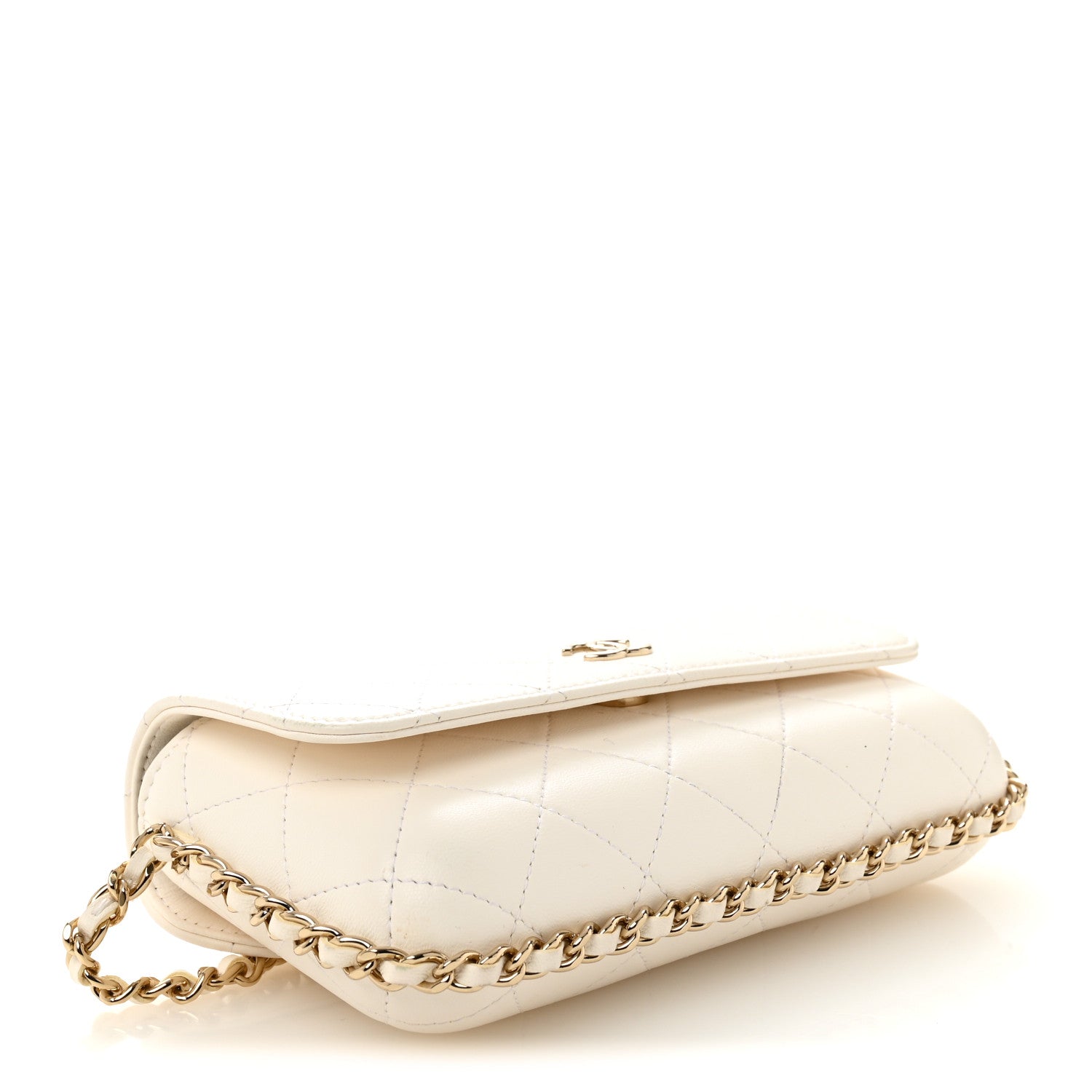 Chanel Calfskin Diamond Stitched Chain Around Flap Phone Holder