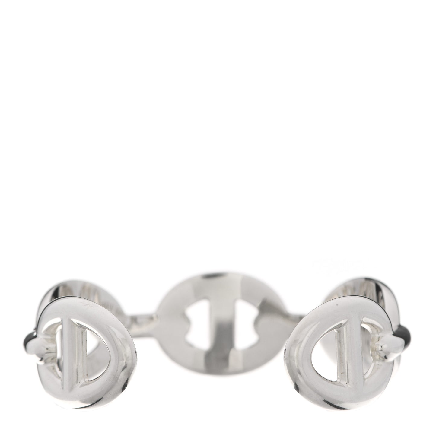 Sterling Silver GM Chaine d'Ancre Enchainee Large Cuff Bracelet ST