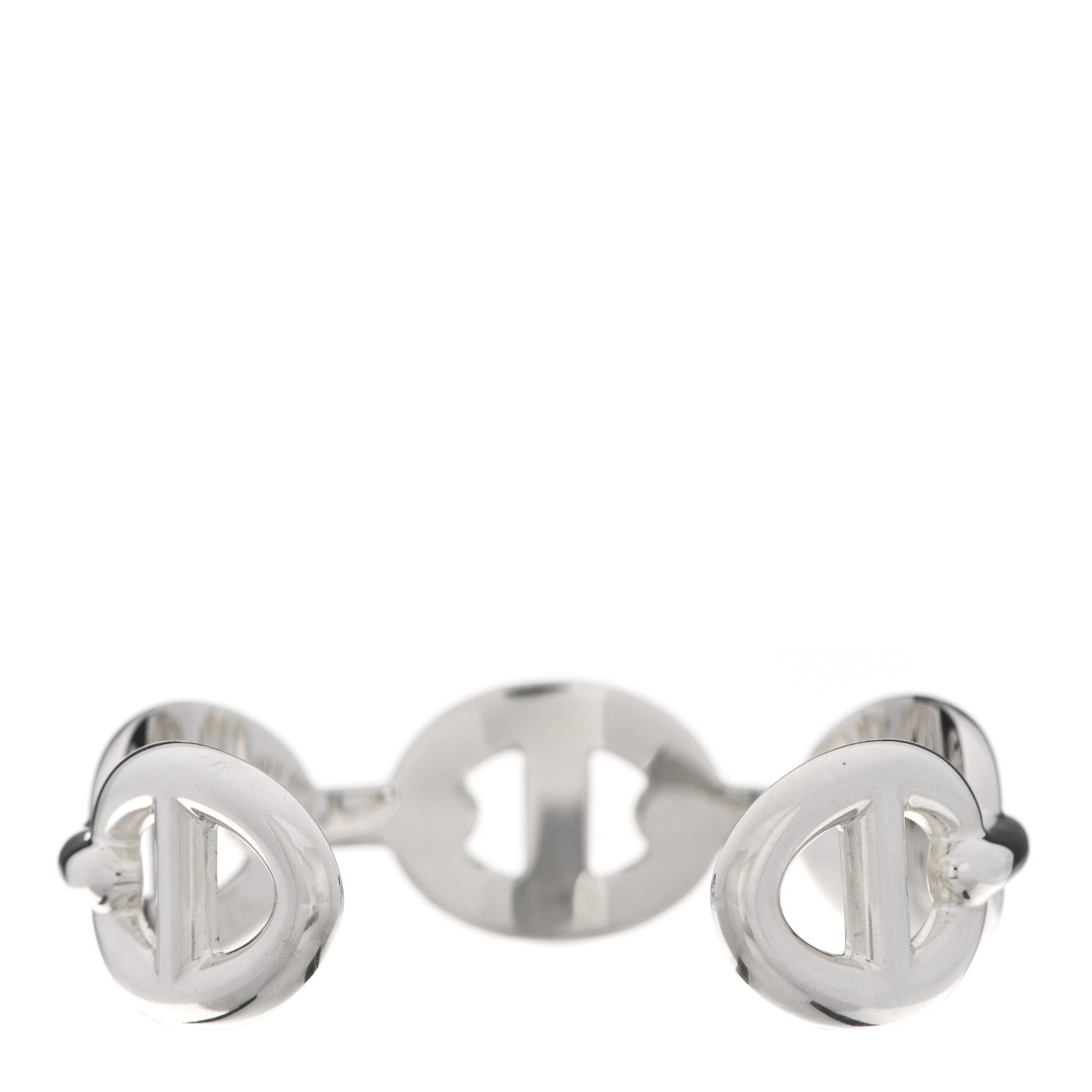 Hermes Sterling Silver GM Chaine d'Ancre Enchainee Large Cuff Bracelet ST 2 of 5
