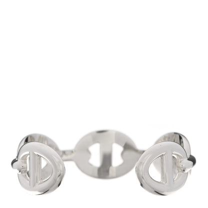 Hermes Sterling Silver GM Chaine d'Ancre Enchainee Large Cuff Bracelet ST 2 of 5