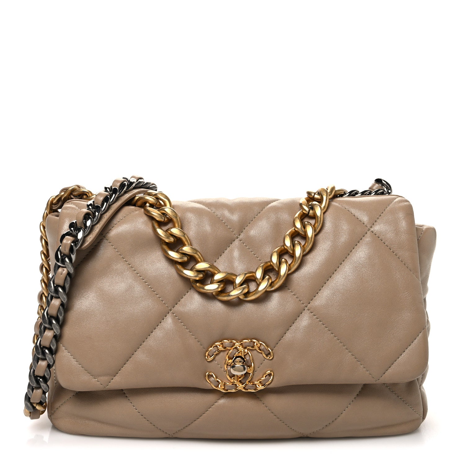 Chanel Lambskin Quilted Large Chanel 19 Flap Beige 1 of 11