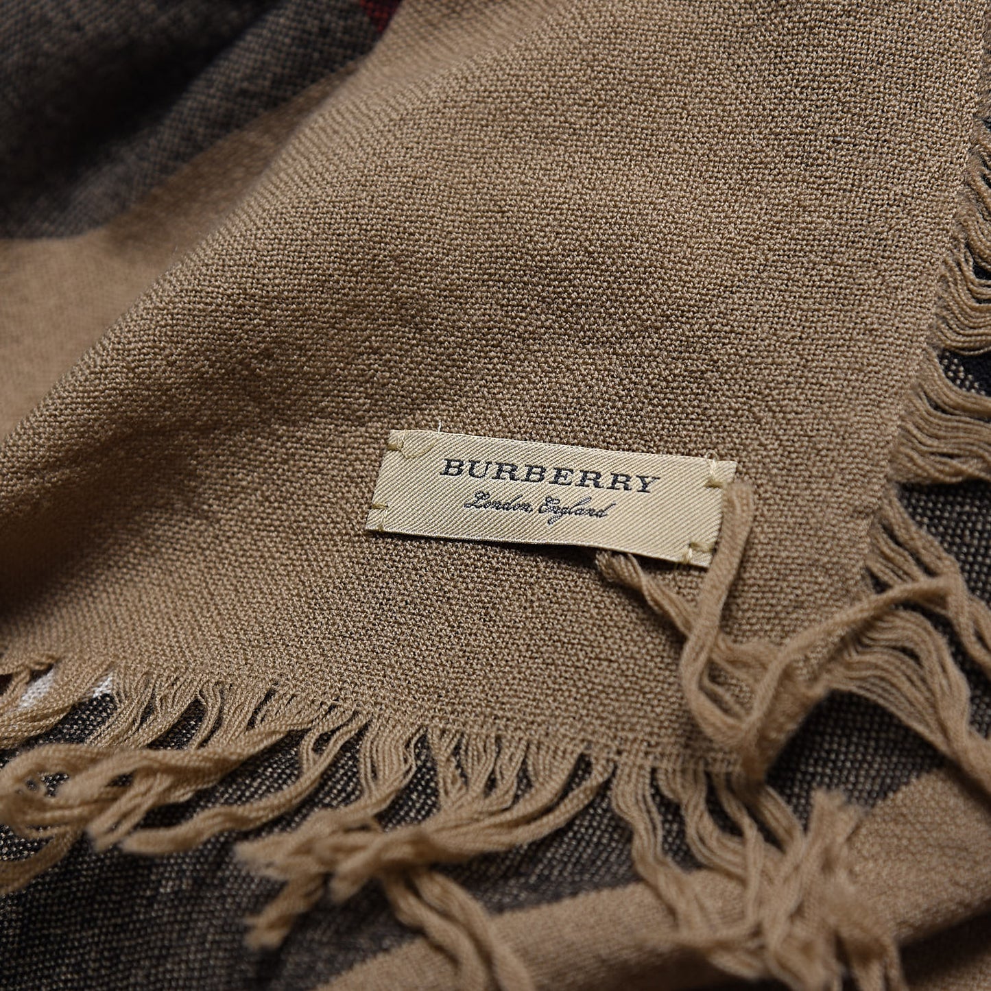 Merino Wool House Check Scarf Brown
