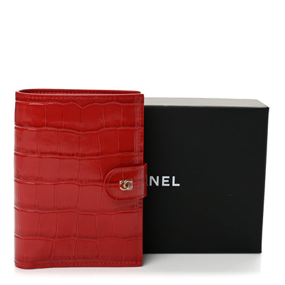 Chanel Calfskin Crocodile Embossed Crococo Passport Holder Dark Red 8 of 8