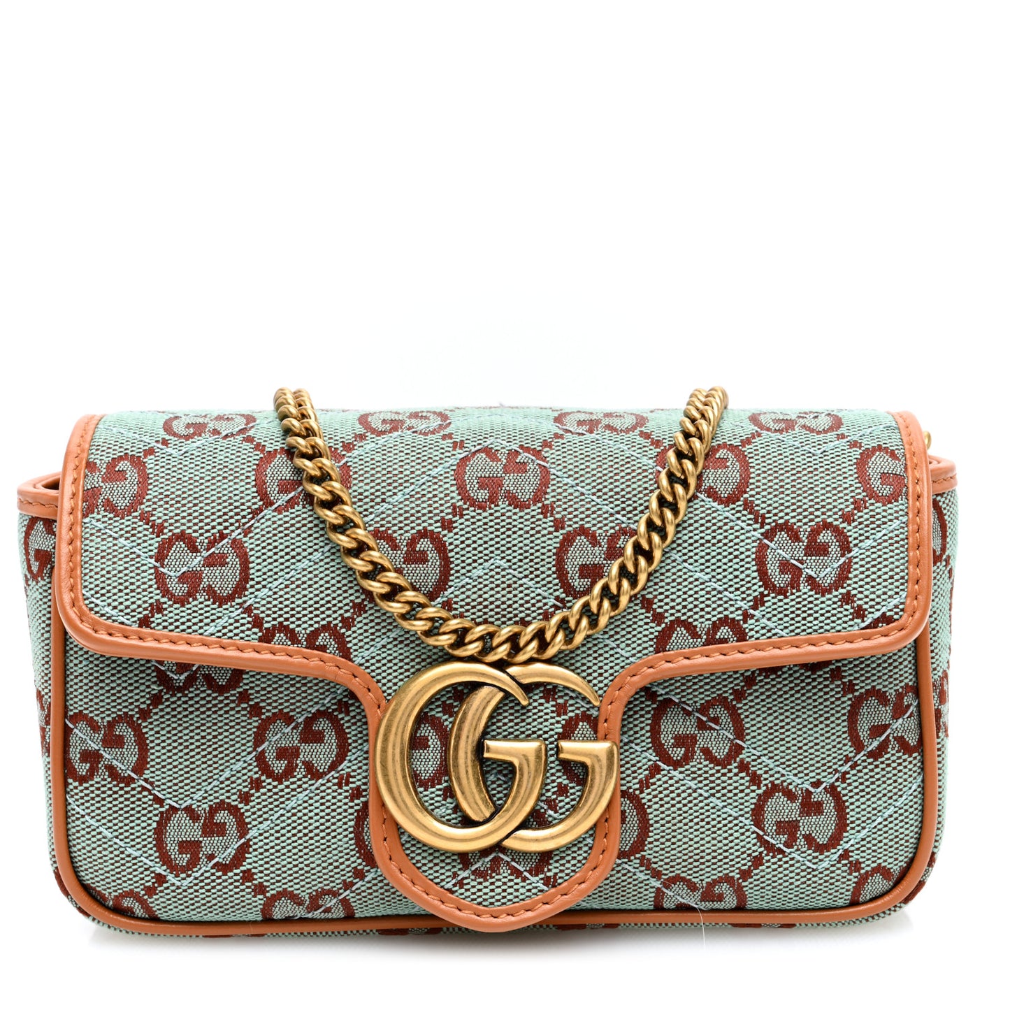 Monogram Multicolor Matelasse Diagonal Super Mini GG Marmont Shoulder Bag Blue Brown