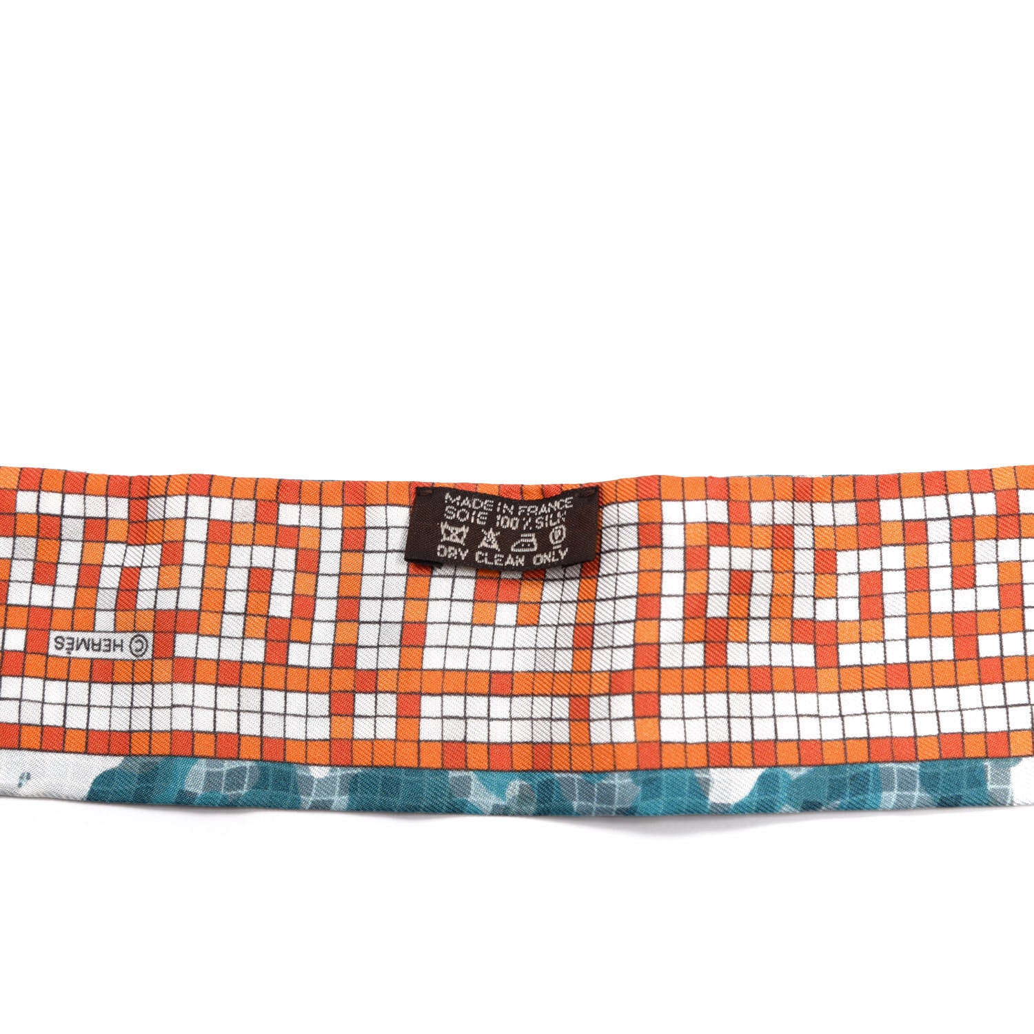 Hermes Silk A Beverly Hills Twilly Orange Bleu Blanc 2 of 4