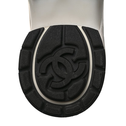 Chanel Fabric Laminated Calfskin Stretch CC Sneakers 36 White Gold Silver 8 of 9