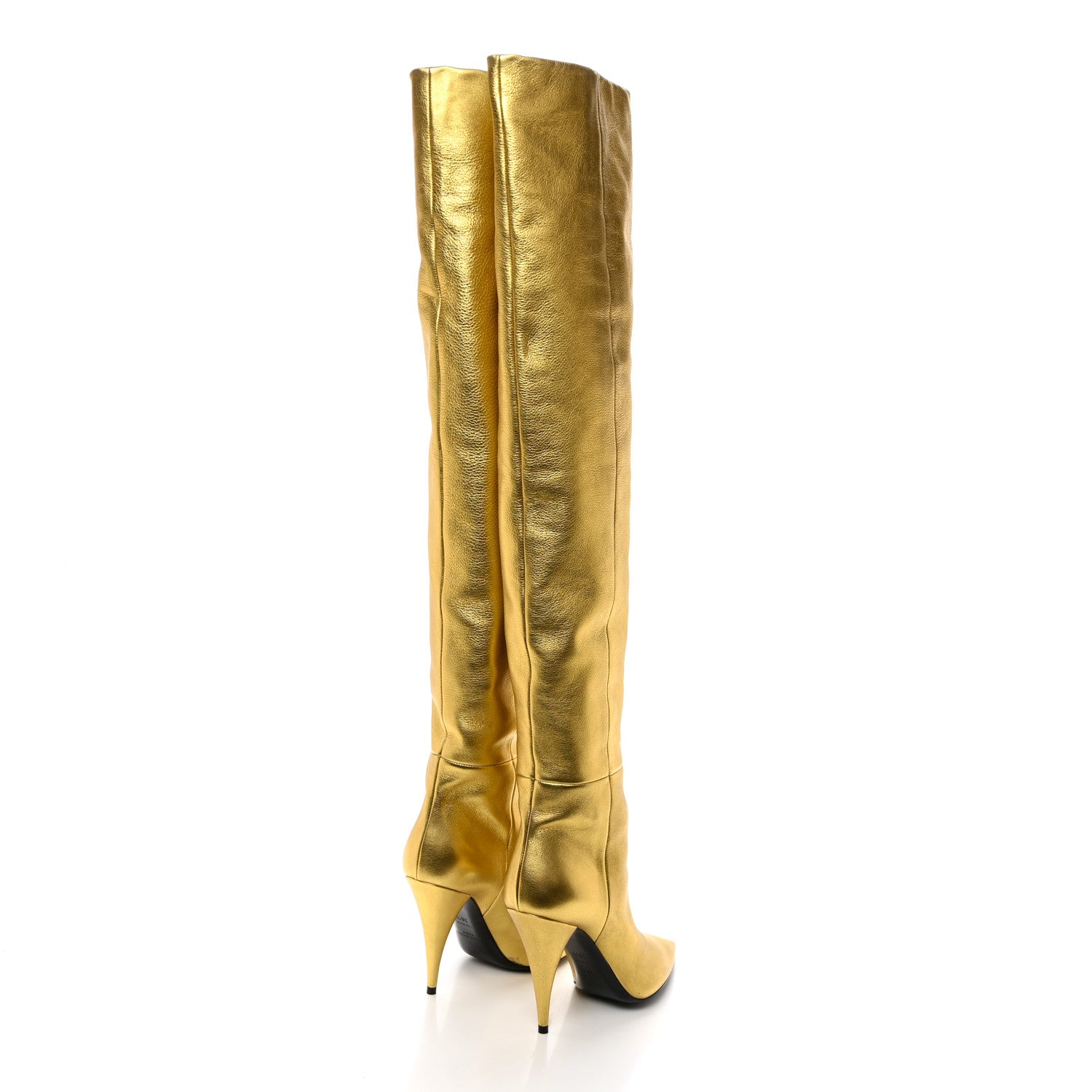 Saint Laurent Metallic Calfskin Kiki Over The Knee Boots 36.5 Gold 4 of 8