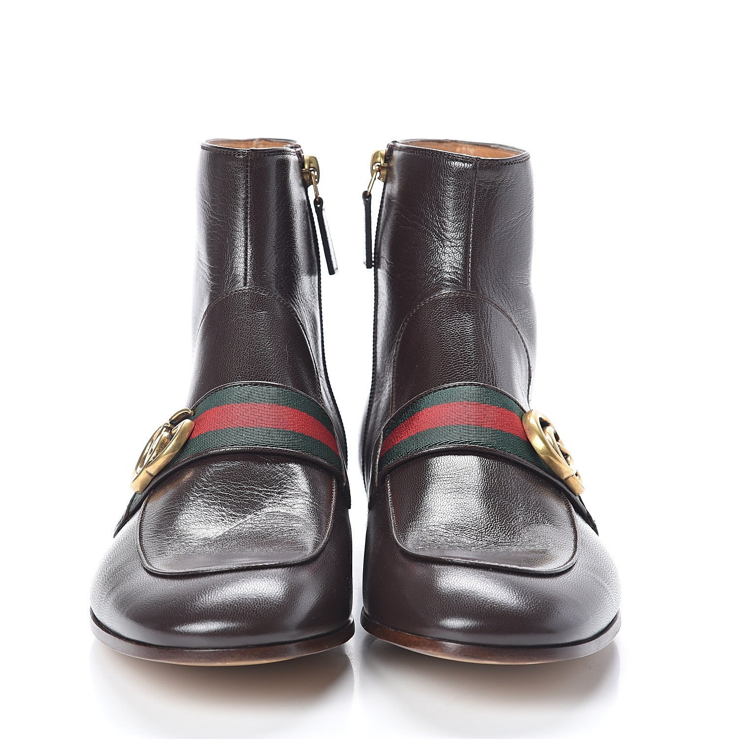Gucci Goatskin Web Mens GG Ankle Boots 7 Cocoa 2 of 7
