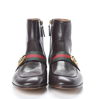 Gucci Goatskin Web Mens GG Ankle Boots 7 Cocoa 2 of 7