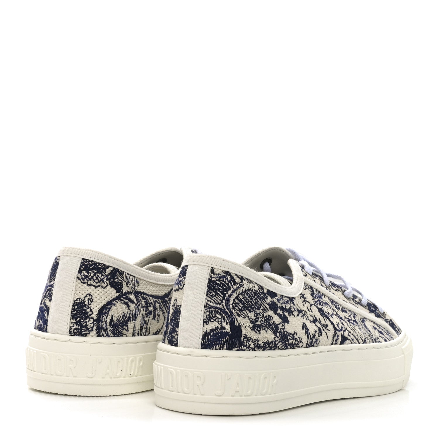 Christian Dior Canvas Toile De Jouy Embroidered Womens Walk'N'Dior Low Top Sneakers 38.5 Off-White Blue 5 of 8