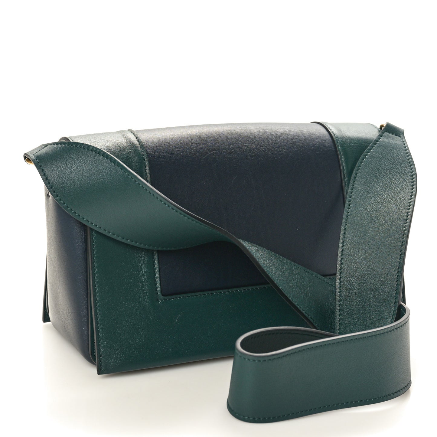 Shiny Smooth Calfskin Medium Frame Shoulder Bag Amazone Dark Navy