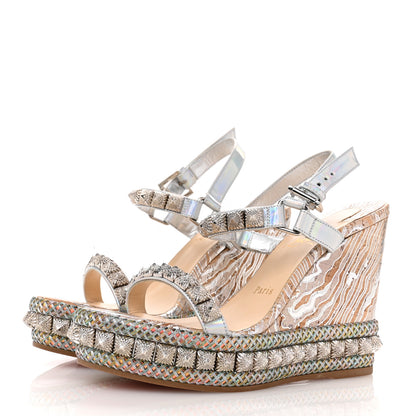 Christian Louboutin Liege Laser Wavy Pira Ryad 110 Wedge Sandals 37 Silver 4 of 10