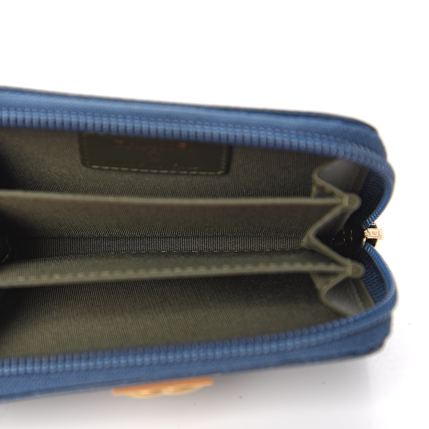 Caviar Quilted Boy Zip Around Coin Purse Wallet Dark Blue