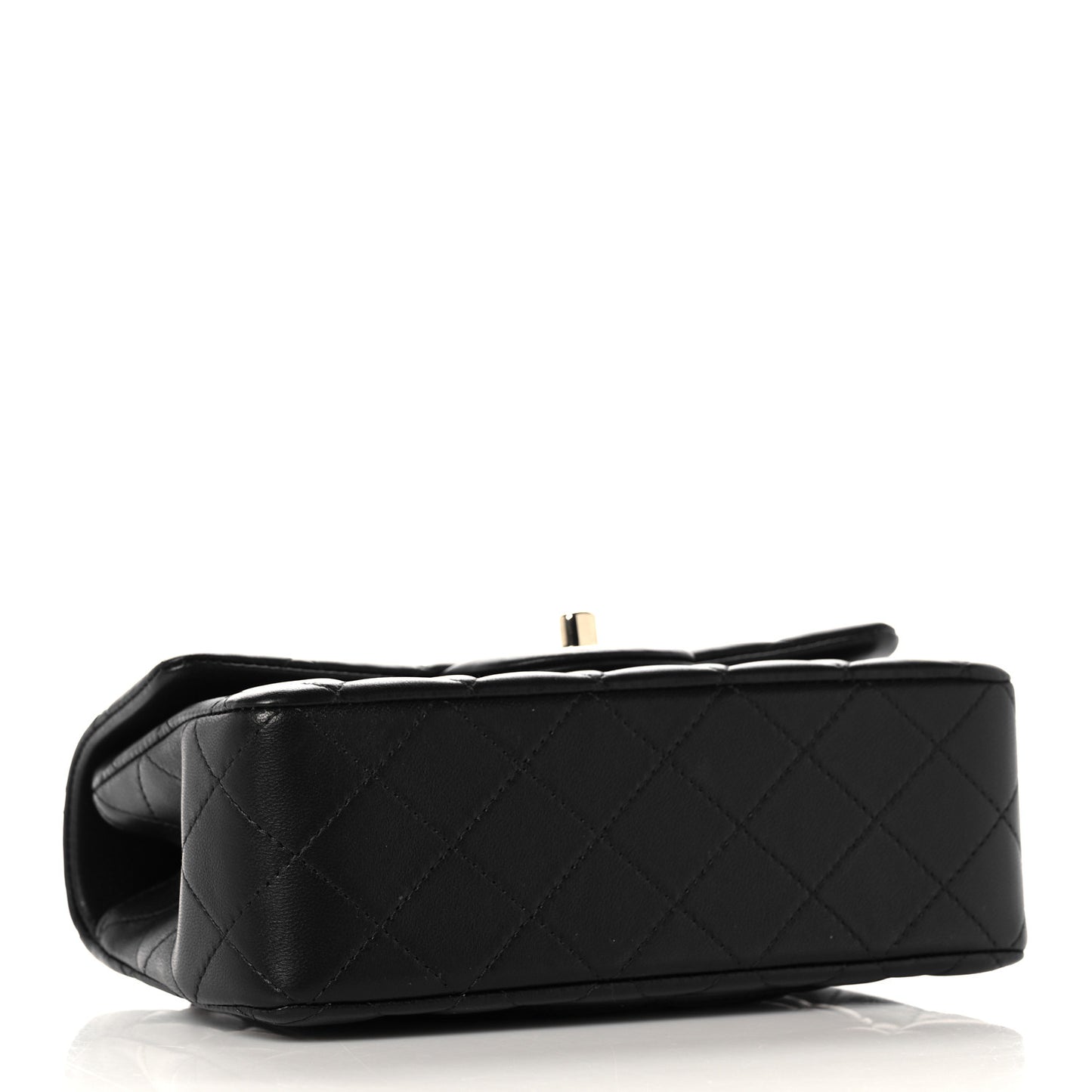 Lambskin Quilted Mini Lion Charm Top Handle Rectangular Flap Black