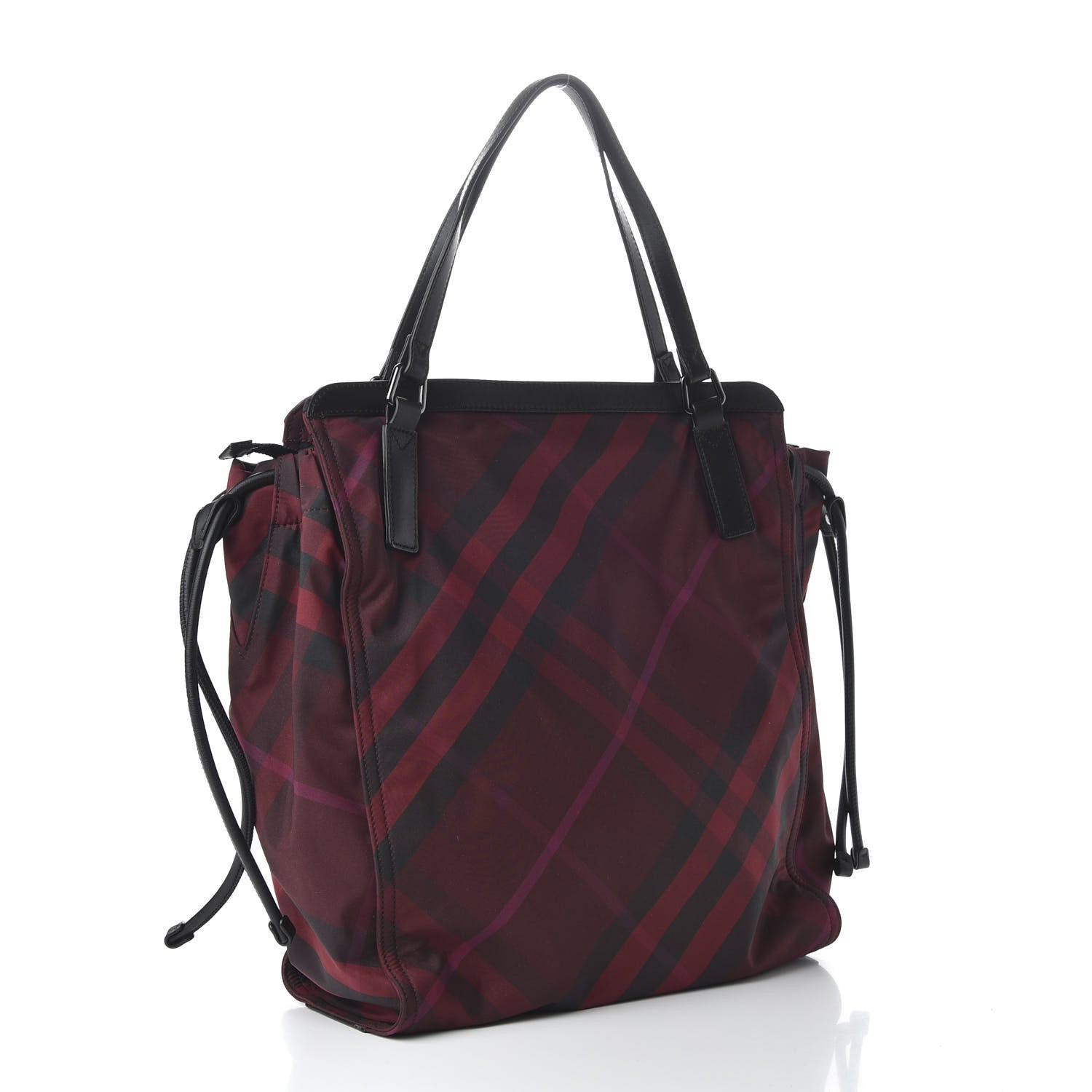 Burberry Nylon Check Small Buckleigh Packable Tote Bright Burgundy 3 of 9